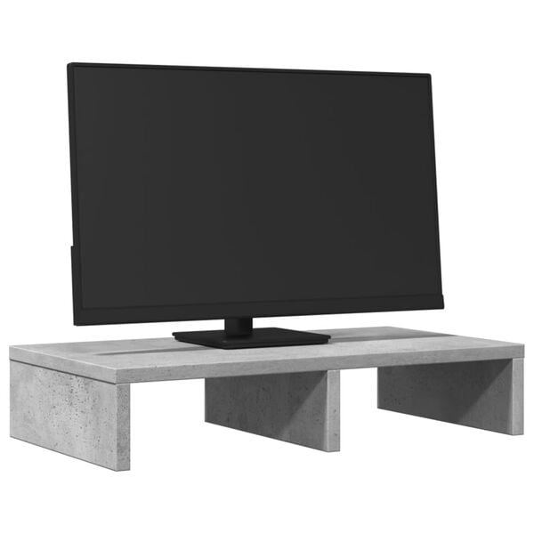 vidaXL betonszürke szerelt fa monitorállvány 50 x 27 x 10 cm