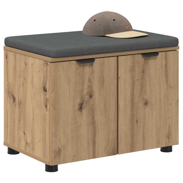 vidaXL Előt&eacute;r pad p&aacute;rn&aacute;val t&aacute;rol&oacute;val Artisan t&ouml;lgy 60 x 38 x 46 cm