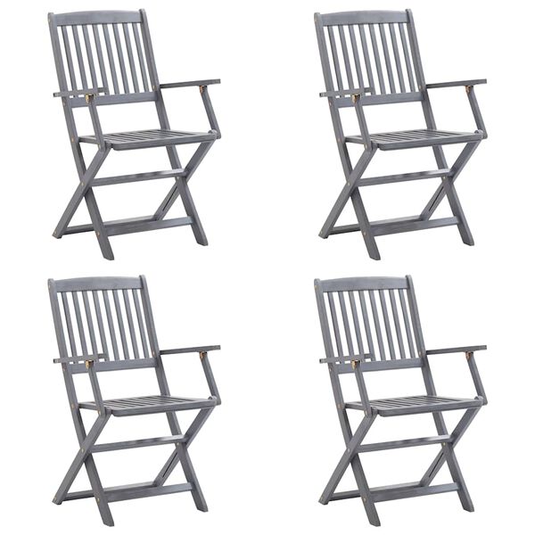 vidaXL 4 db összecsukható tömör akácfa kültéri szék párnával