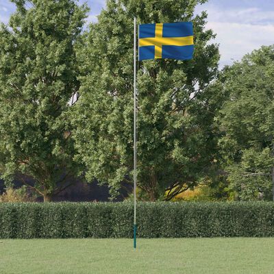 vidaXL alumínium svéd zászló és rúd 6,23 m