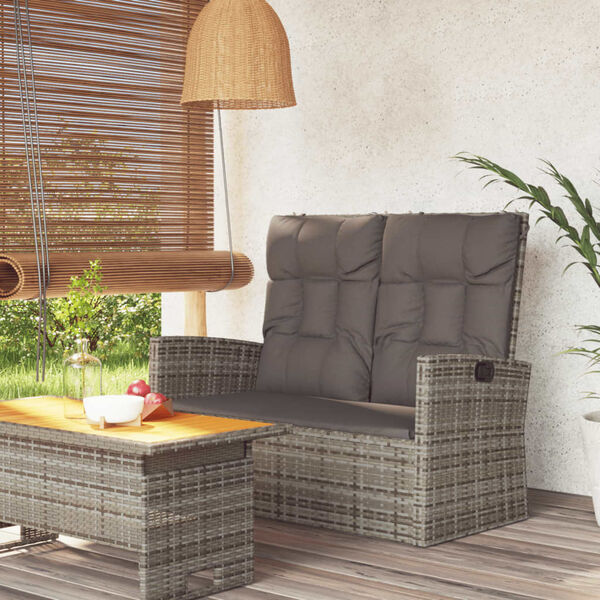 vidaXL sz&uuml;rke polyrattan d&ouml;nthető kerti pad p&aacute;rn&aacute;kkal 118 cm