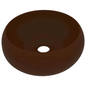 vidaXL kerek matt s&ouml;t&eacute;tbarna ker&aacute;mia luxus mosd&oacute;kagyl&oacute; 40 x 15 cm