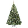 vidaXL Mű kar&aacute;csonyfa 300 LED-del &aacute;llv&aacute;nnyal Z&ouml;ld 210 cm PE &eacute;s PVC