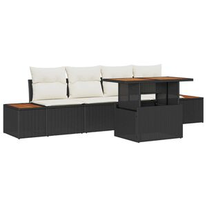 vidaXL Kerti Kanap&eacute; Szett t&aacute;rol&oacute;val 5 pcs Fekete Poli rattan