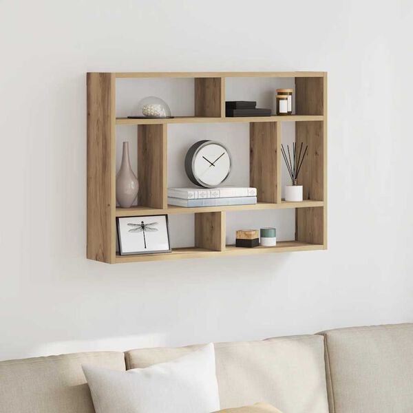 vidaXL k&eacute;zműves t&ouml;lgy sz&iacute;nű szerelt fa fali polc 75 x 16 x 55 cm