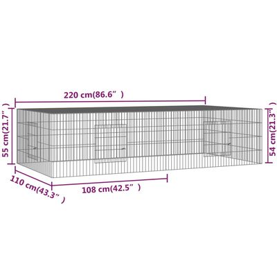vidaXL 2 paneles horganyzott vas nyúlketrec 220 x 110 x 55 cm