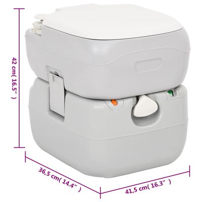 vidaXL szürke-fehér HDPE hordozható kemping WC 22+12 L