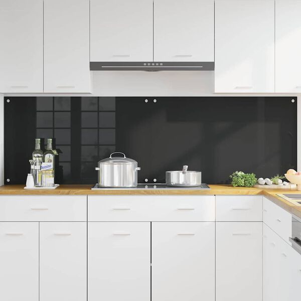 vidaXL Konyhai splashback 2 pcs Fekete 100 x 60 cm edzett üveg