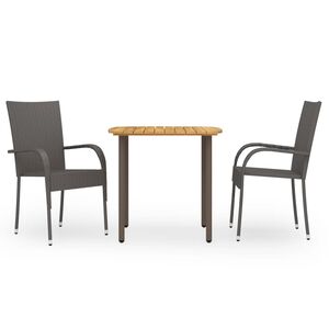 vidaXL 3 r&eacute;szes barna polyrattan kerti &eacute;tkezőgarnit&uacute;ra