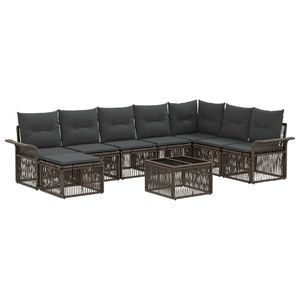 vidaXL Kerti Kanap&eacute; Szett 9 pcs Sz&uuml;rke polirattan