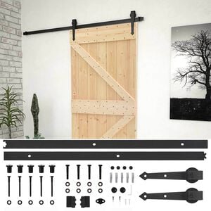 vidaXL Cs&uacute;sz&oacute; ajt&oacute; 90 x 210 cm T&ouml;m&ouml;r Fenyőfa Term&eacute;szetes &eacute;s Fekete