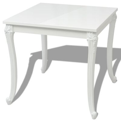 vidaXL Fényes 80x80x76 cm-es fehér étkező asztal