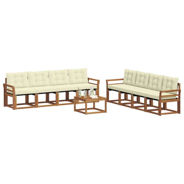 vidaXL K&uuml;lt&eacute;ri kanap&eacute; szett p&aacute;rn&aacute;val 9 pcs Term&eacute;szetes &eacute;s kr&eacute;msz&iacute;nű