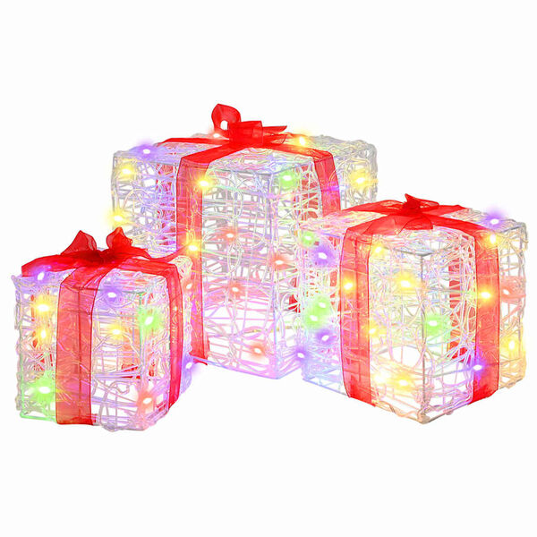 vidaXL Ajándékdoboz 60 LED-del 3 pcs Sokszínű 20 x 20 x 20 cm Akril