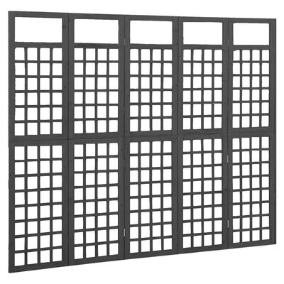 vidaXL 5 paneles fekete fenyőfa térelválasztó/lugasrács 201,5 x 180 cm