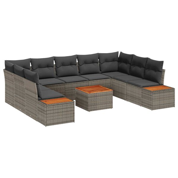 vidaXL Kerti Kanap&eacute; Szett p&aacute;rn&aacute;val t&aacute;rol&oacute;val 5 pcs Sz&uuml;rke Polyrattan