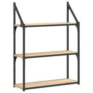 vidaXL 3 szintes sonoma t&ouml;lgy sz&iacute;nű szerelt fa fali polc 60x21x78,5 cm