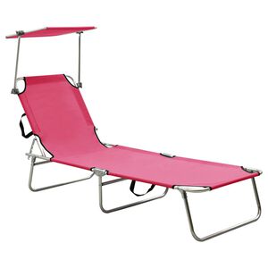 vidaXL magenta sz&iacute;nű &ouml;sszecsukhat&oacute; ac&eacute;l napoz&oacute;&aacute;gy napellenzővel