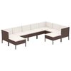 vidaXL 9 r&eacute;szes barna polyrattan kerti &uuml;lőgarnit&uacute;ra p&aacute;rn&aacute;kkal