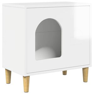 vidaXL Macska H&aacute;z F&eacute;nyes Feh&eacute;r 51 x 30 x 52 cm Szerelt Fa