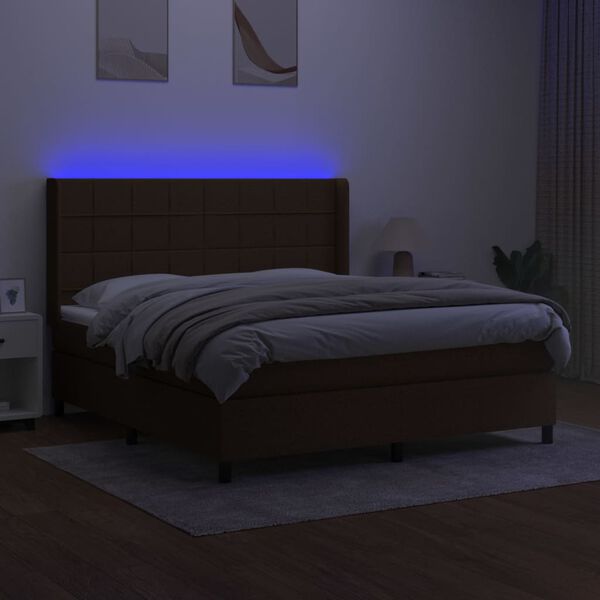 vidaXL barna sz&ouml;vet rug&oacute;s &eacute;s LED-es &aacute;gy matraccal 180 x 200 cm