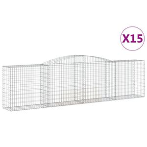 vidaXL 15 db &iacute;ves horganyzott vas gabion kos&aacute;r 400x50x100/120 cm