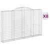 vidaXL 8 db íves horganyzott vas gabion kosár 300x30x180/200 cm