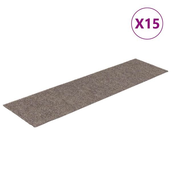 vidaXL öntapadós lépcsőszőnyegek 15 db 76 x 20 cm bézs téglalap alakú