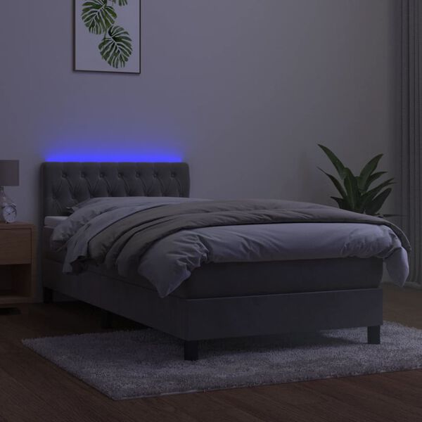 vidaXL vil&aacute;gossz&uuml;rke b&aacute;rsony rug&oacute;s &eacute;s LED-es &aacute;gy matraccal 90x200 cm