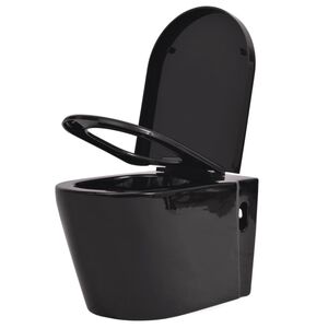vidaXL fekete falra szerelhető ker&aacute;mia WC