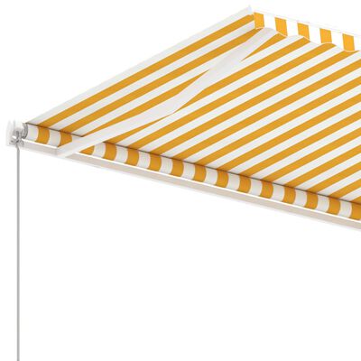 vidaXL sárga-fehér kézzel kihúzható póznás napellenző 350 x 250 cm