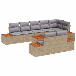 vidaXL Kerti Kanap&eacute; Szett 8 pcs Beige &eacute;s Vil&aacute;gossz&uuml;rke Polyrattan