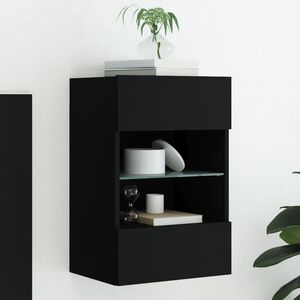 vidaXL fekete fali TV-szekr&eacute;ny LED-vil&aacute;g&iacute;t&aacute;ssal 40x30x60,5 cm