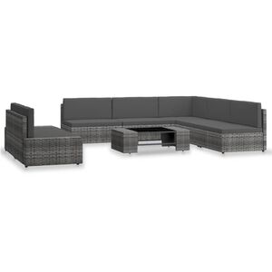 vidaXL 7 r&eacute;szes sz&uuml;rke polyrattan kerti &uuml;lőgarnit&uacute;ra