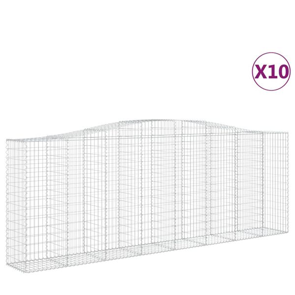 vidaXL 10 db &iacute;ves horganyzott vas gabion kos&aacute;r 400x50x140/160 cm