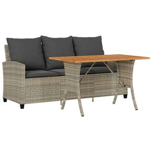 vidaXL 3 szem&eacute;lyes sz&uuml;rke polyrattan kerti kanap&eacute; asztallal&p&aacute;rn&aacute;val