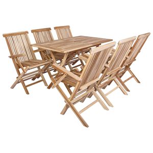 vidaXL Kerti B&uacute;tor Szett 7 db Term&eacute;szetes T&ouml;m&ouml;r Teakfa