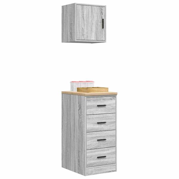 vidaXL 2 db betonsz&uuml;rke szerelt fa gar&aacute;zs szekr&eacute;nyek