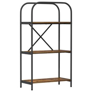 vidaXL K&ouml;nyvespolc 3 szintes 60 x 30 x 109 cm Szerelt fa F&uuml;st&ouml;lt t&ouml;lgy
