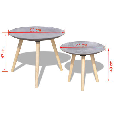 vidaXL 55 cm 44 cm kétrészes kisasztal/dohányzóasztal szett beton szürke