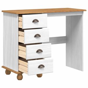 vidaXL &Iacute;r&oacute;asztal fi&oacute;kkal ASKIM Feh&eacute;r 95 x 40 x 75 cm T&ouml;m&ouml;r fenyőfa