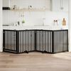 vidaXL fekete ny&aacute;rfa 4 paneles &ouml;sszecsukhat&oacute; kutyakapu ajt&oacute;val 320 cm