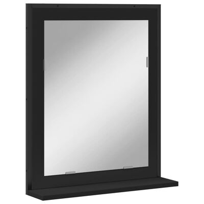 vidaXL fekete szerelt fa fürdőszobai tükör polccal 50x12x60 cm