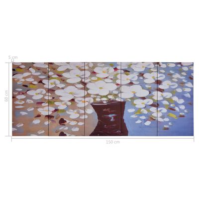 vidaXL többszínű vázás virágos nyomtatott vászon faliképszett 150x60cm