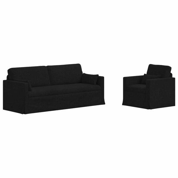 vidaXL Kanap&eacute; 2 pcs Fekete 198 x 78 x 80 cm sz&ouml;vet