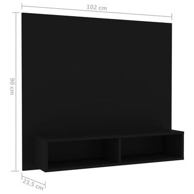 vidaXL fekete fali forgácslap TV-szekrény 102 x 23,5 x 90 cm