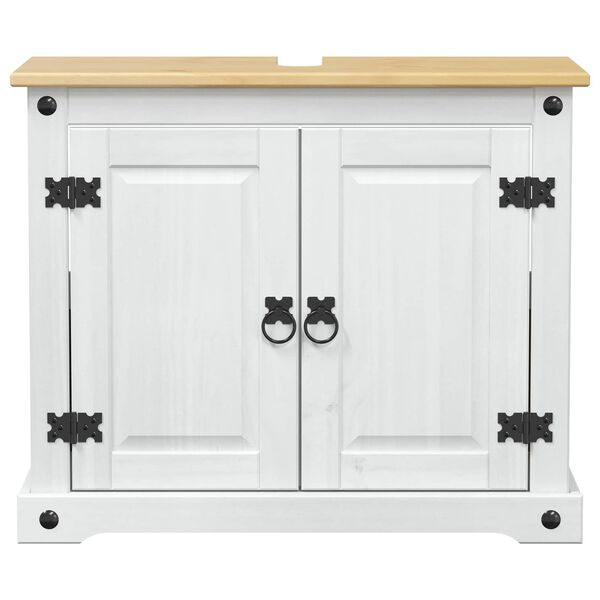 vidaXL Mosd&oacute;kagyl&oacute; szekr&eacute;ny Feh&eacute;r 73 x 33 x 60 cm T&ouml;m&ouml;r fenyőfa