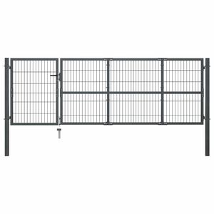 vidaXL antracit sz&iacute;nű ac&eacute;l kerti kapu oszlopokkal 350 x 100 cm