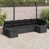 vidaXL Kerti Kanap&eacute; Szett p&aacute;rn&aacute;val t&aacute;rol&oacute;val 7 pcs Fekete Poli rattan