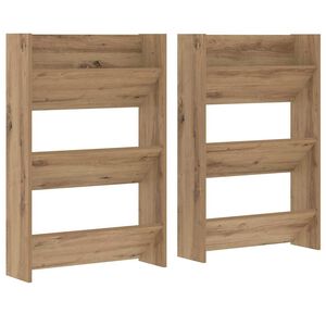 vidaXL Cipőszekr&eacute;ny 2 db 60 x 18 x 90 cm Szerelt Fa K&eacute;zműves T&ouml;lgy
